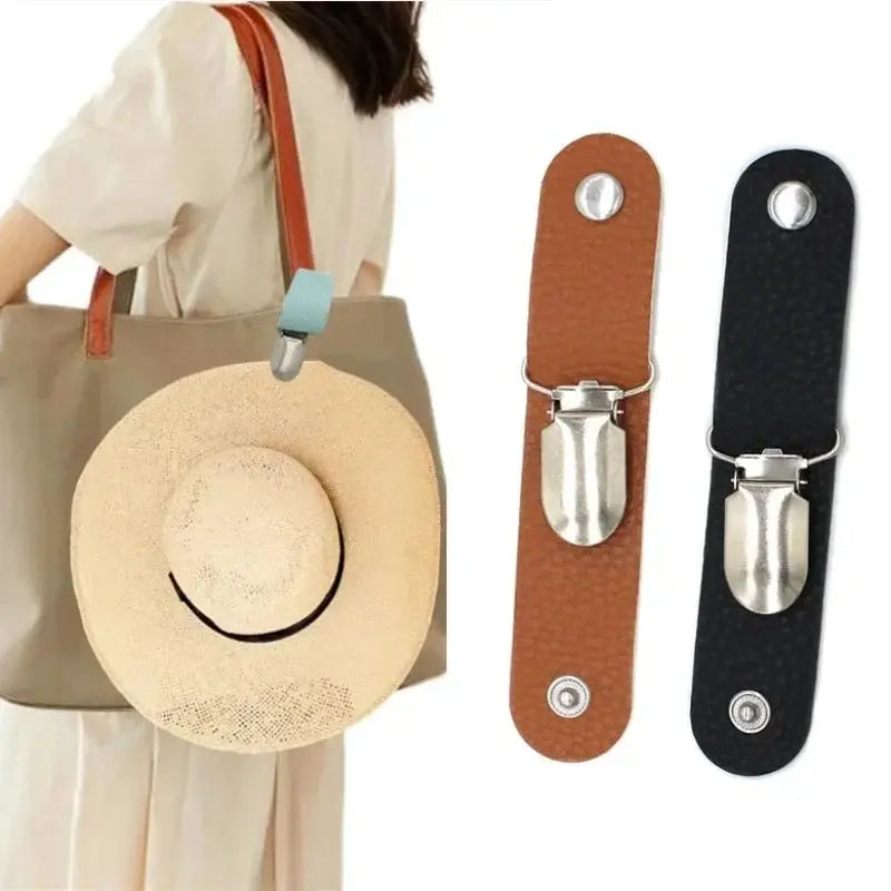 White-Vegan Leather Hat Clip